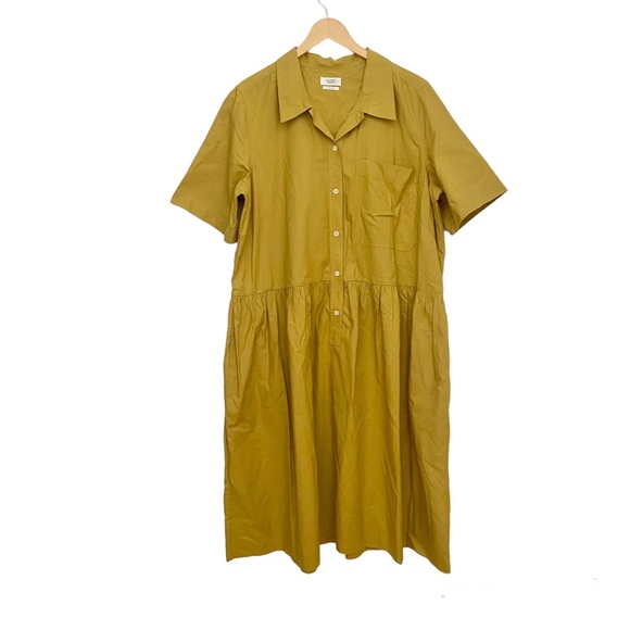Dresses & Skirts - Toast Short Sleeve Button Down Collared Cotton Midi Dress